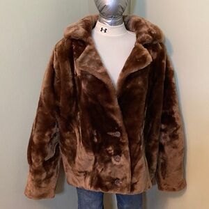 Source Unknown Plush Brown Teddy Jacket with Buttons